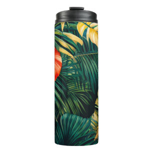 Colourful Tropical Leaves and Hibiscus Flowers   Thermal Tumbler