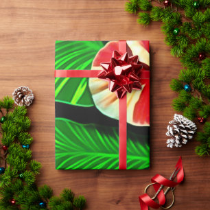 Colourful Tropical Leaves and Hibiscus Flowers Wrapping Paper