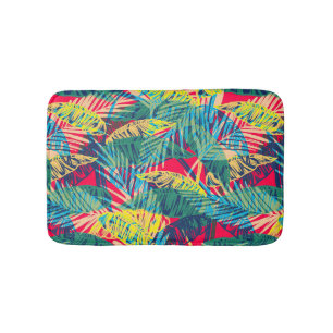 Colourful Tropical Leaves Bath Mat