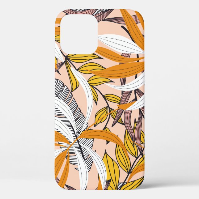 Colourful tropical leaves, beige background patter Case-Mate iPhone case (Back)