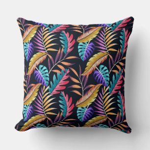 Colourful Tropical Leaves Cushion