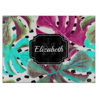 Colourful Tropical Leaves Cutting Board