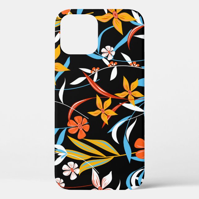 Colourful tropical leaves: dark background pattern Case-Mate iPhone case (Back)