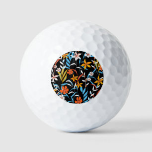 Colourful tropical leaves: dark background pattern golf balls