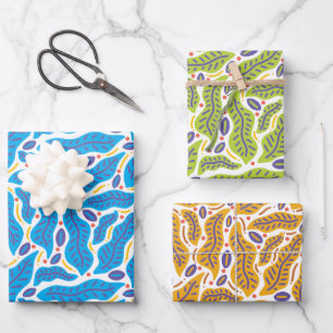 Colourful Tropical Leaves Doodle Wrapping Paper Sheet