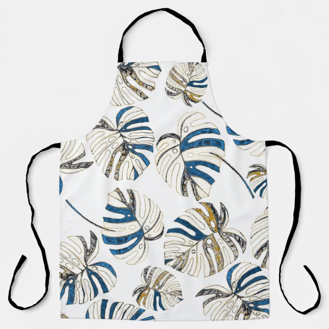 Colourful tropical leaves, modern pattern. apron (Front)