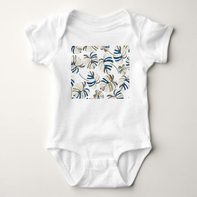Colourful tropical leaves, modern pattern. baby bodysuit (Front)