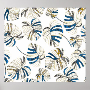 Colourful tropical leaves, modern pattern. poster