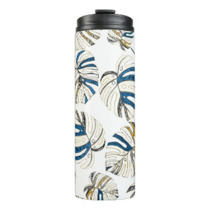 Colourful tropical leaves, modern pattern. thermal tumbler