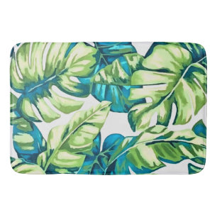 Colourful Tropical Leaves Of Banana and Monstera Bath Mat