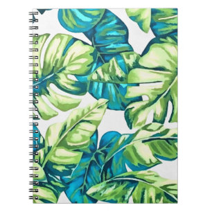 Colourful Tropical Leaves Of Banana and Monstera Notebook