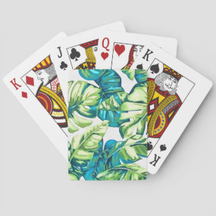 Colourful Tropical Leaves Of Banana and Monstera Playing Cards