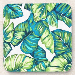 Colourful Tropical Leaves Of Monstera and Banana Coaster