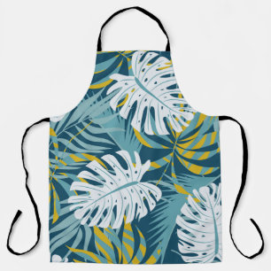 Colourful tropical leaves, original abstract patte apron