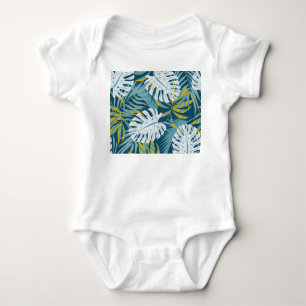 Colourful tropical leaves, original abstract patte baby bodysuit