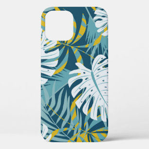 Colourful tropical leaves, original abstract patte iPhone 12 case