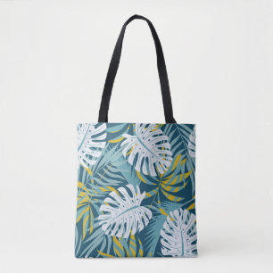 Colourful tropical leaves, original abstract patte tote bag