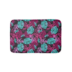Colourful Tropical Leaves Pattern Bath Mat