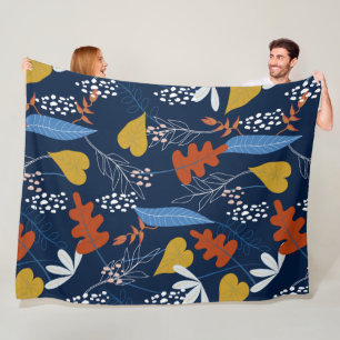 Colourful tropical leaves pattern fleece blanket