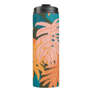 Colourful tropical leaves pattern thermal tumbler