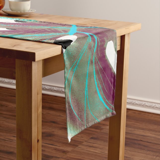 Colourful Tropical Leaves Short Table Runner (In Situ)
