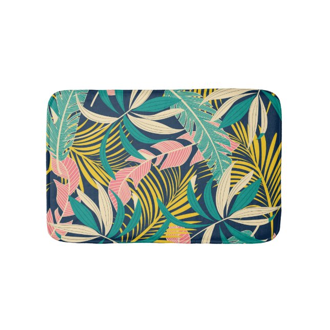 Colourful tropical leaves: summer pattern. bath mat (Front)