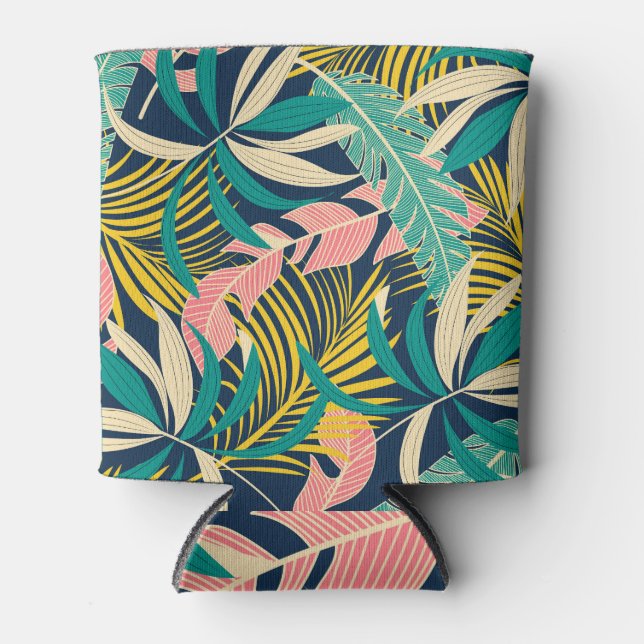 Colourful tropical leaves: summer pattern. can cooler (Front)