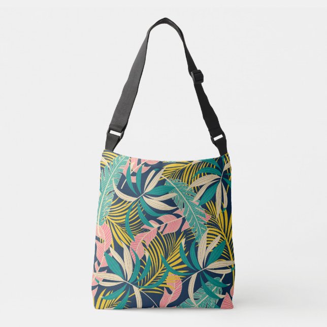 Colourful tropical leaves: summer pattern. crossbody bag (Front)