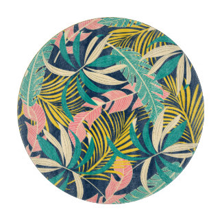 Colourful tropical leaves: summer pattern. cutting board