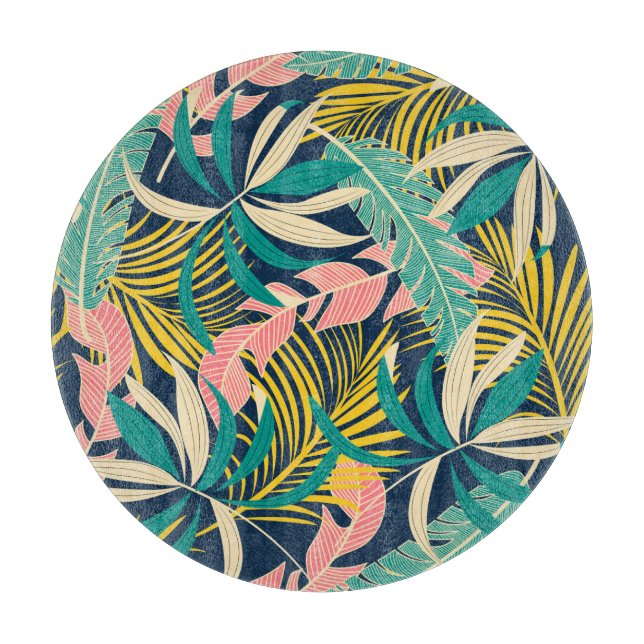 Colourful tropical leaves: summer pattern. cutting board (Front)