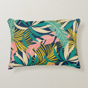 Colourful tropical leaves: summer pattern. decorative cushion