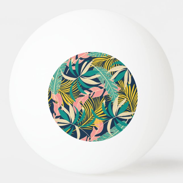 Colourful tropical leaves: summer pattern. ping pong ball (Front)