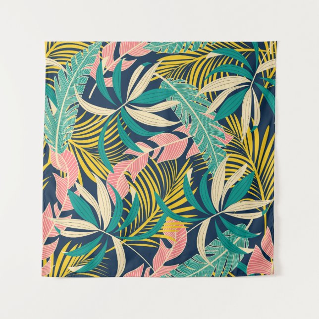 Colourful tropical leaves: summer pattern. tapestry (Front)