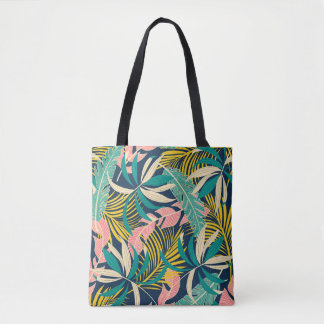 Colourful tropical leaves: summer pattern. tote bag