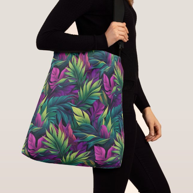 Colourful Tropical Leaves Tote  (Close Up)