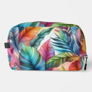 Colourful Tropical Leaves Watercolor Cosmetic Bag
