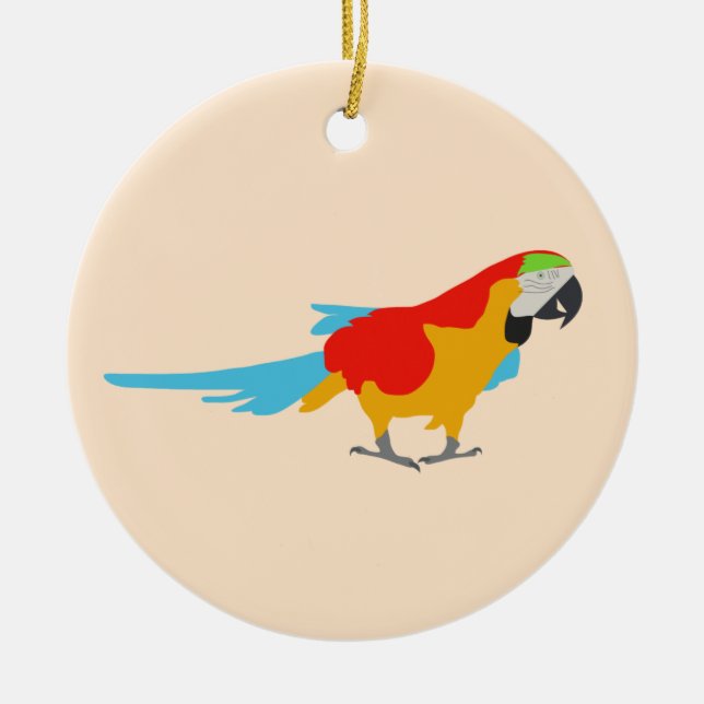Colourful Tropical Macaw Ceramic Ornament (Front)