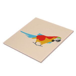 Colourful Tropical Macaw Ceramic Tile