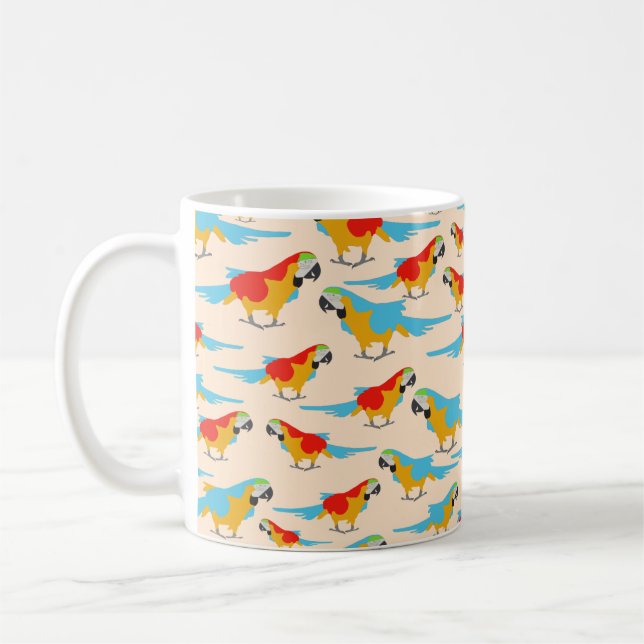 Colourful Tropical Macaw Pattern Coffee Mug (Left)