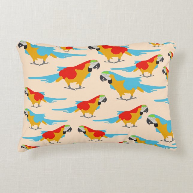 Colourful Tropical Macaw Pattern Decorative Cushion (Front)