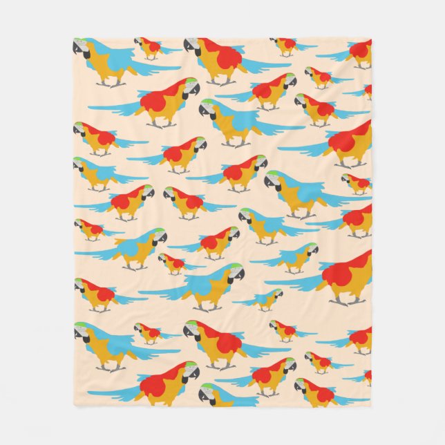 Colourful Tropical Macaw Pattern Fleece Blanket (Front)