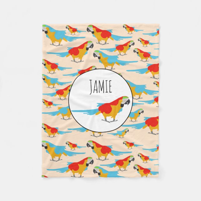 Colourful Tropical Macaw Pattern Fleece Blanket (Front)
