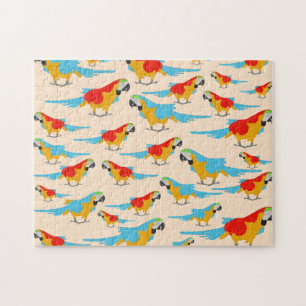 Colourful Tropical Macaw Pattern Jigsaw Puzzle