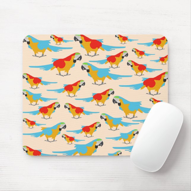 Colourful Tropical Macaw Pattern Mouse Pad (With Mouse)