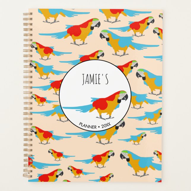 Colourful Tropical Macaw Pattern Planner (Front)