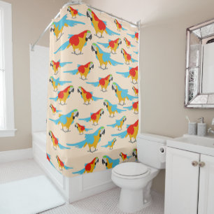 Colourful Tropical Macaw Pattern Shower Curtain