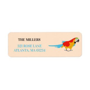 Colourful Tropical Macaw Return Address Label