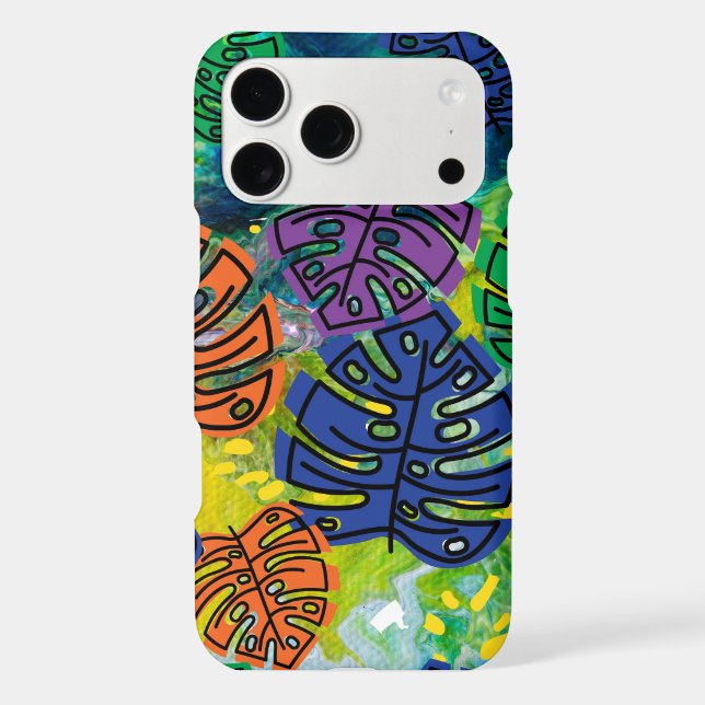 Colourful Tropical Monstera Abstract Phone Case (Back)