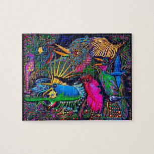 Colourful Tropical Omen Birds Santa Fe Outsider Ar Jigsaw Puzzle