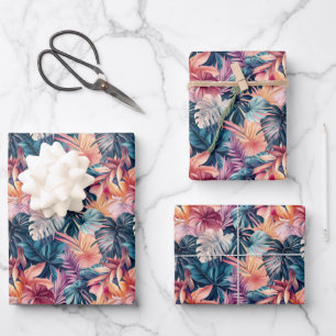 Colourful Tropical Palm Fronds Wrapping Paper Sheet